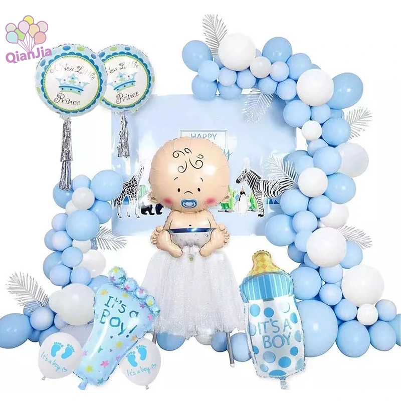 Baby Shower Balloon Bue Garland Kit med folieballon