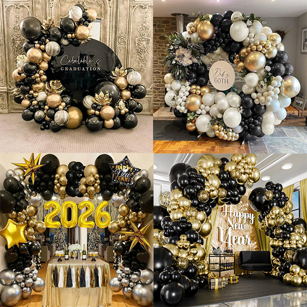 Sort guld ballon garland sæt