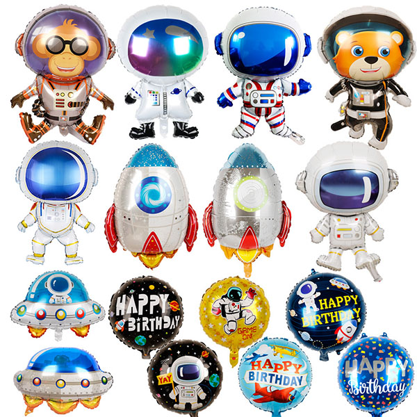 Tegneserie rum astronaut folie ballon