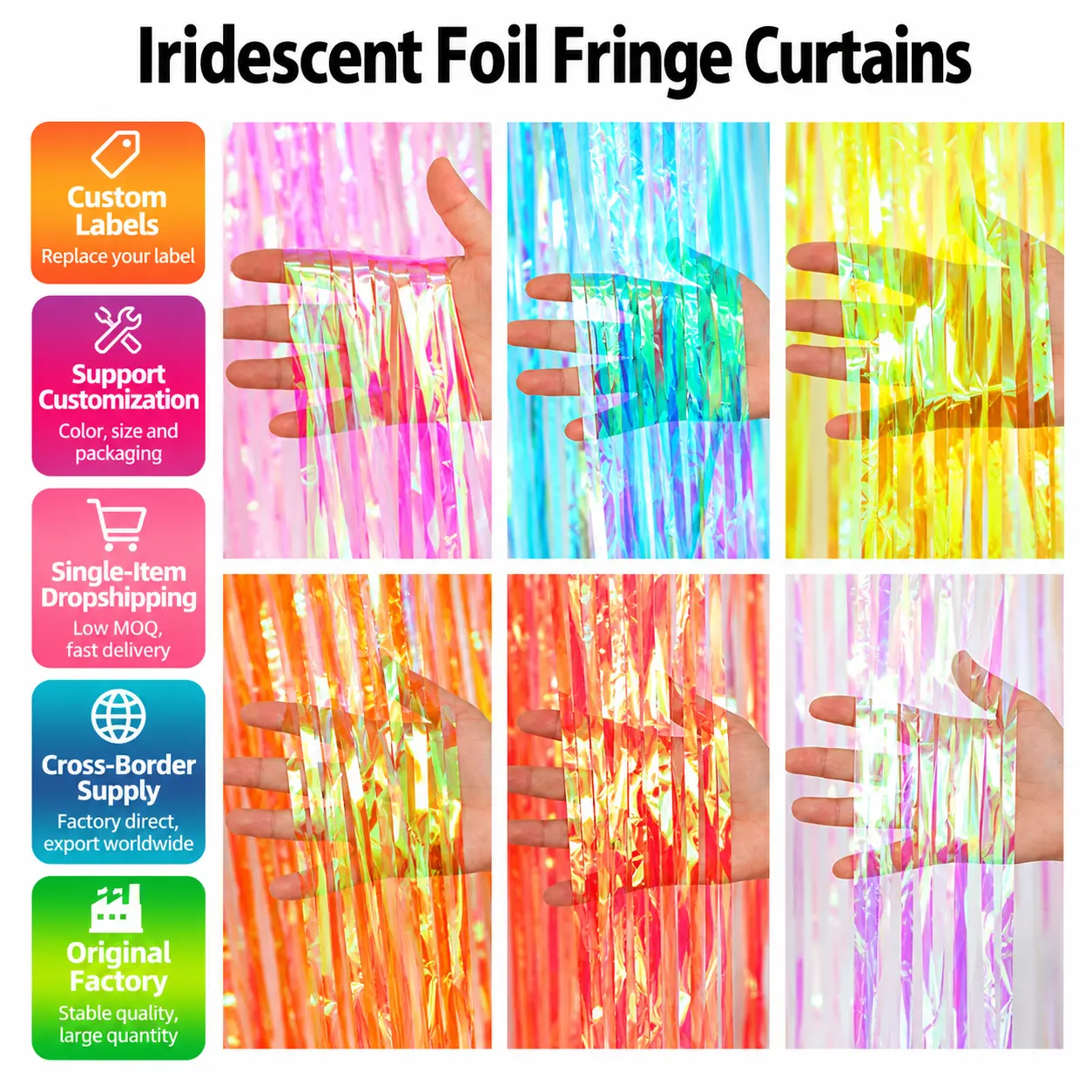 Iriserende Folie Frynsegardiner